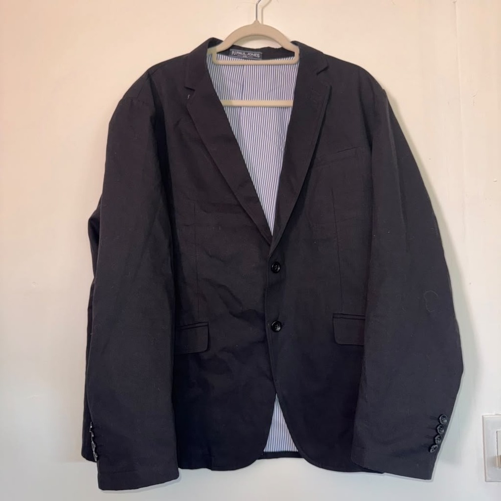 Pj Paul jones Men's 2XL Blazer Jacket Black Cotton Blend Sport Coat Work Office